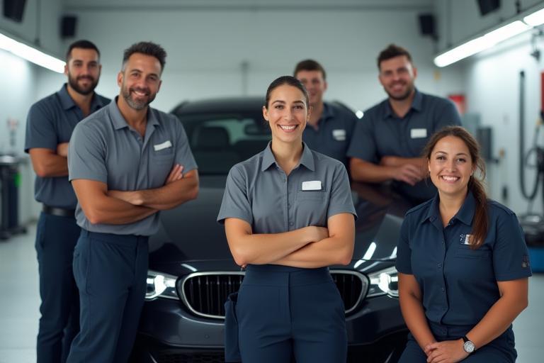 Professional team members at Sechan World Car Wash smiling